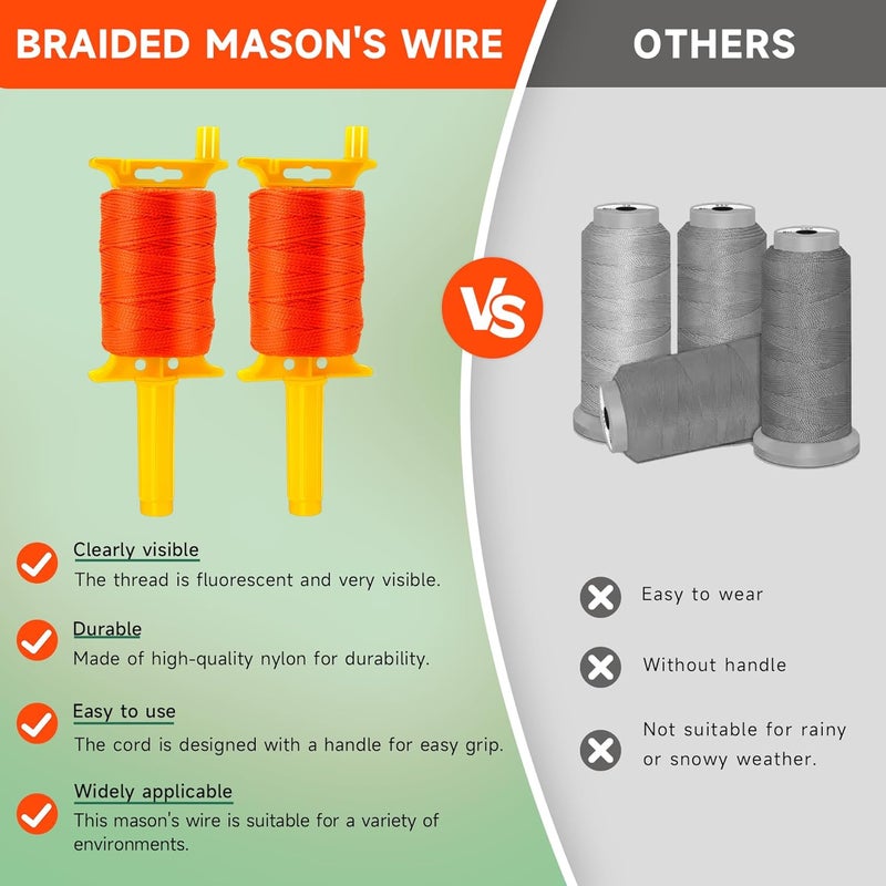 Philbinden 2 Pack Mason Line with Handle,540ft #18 Braided Nylon Mason Line for Gardening, Masonry Tools, Surveying, Kite Twine String or DIY Project - Image 5